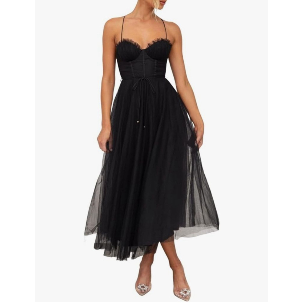 Mesh High Waistline Spaghetti Strap Dress - Size: M - NWOT -- "SOLD AS IS"